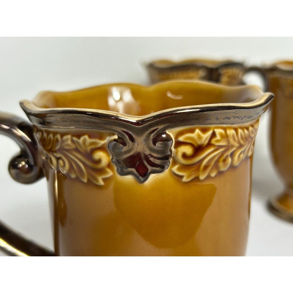 Set of 4 Certified International Karidesign Regency Gold Handled Mugs - Picture 6 of 8